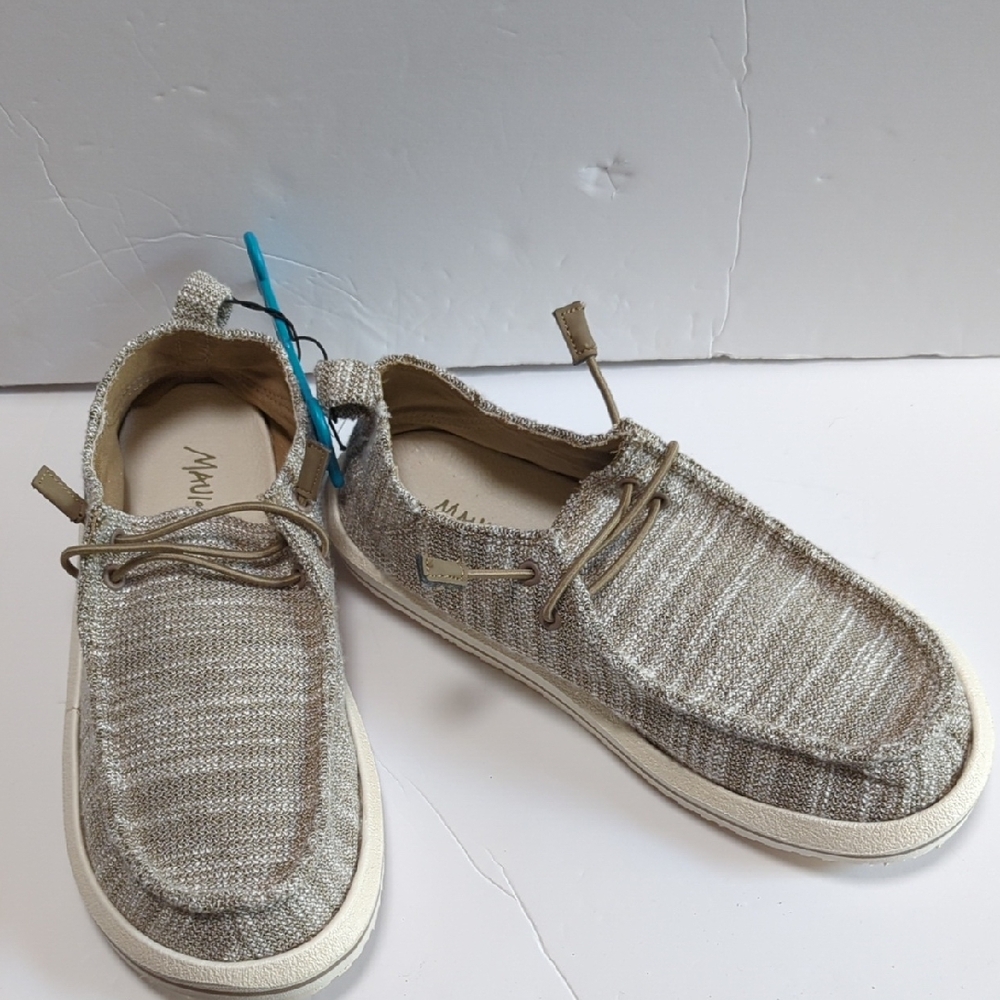 Maui and Sons Men's Slip On Beach Loafers Khaki  Size 7 NEW - Picture 2 of 6